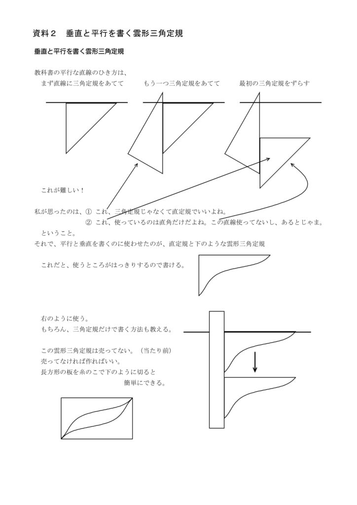 垂直と平行を書く雲形三角定規 全群馬教職員組合